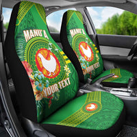 Personalized Manu'a Cession Day Car Seat Cover Tropical Flowers With Polynesian Pattern