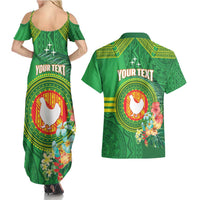 Personalized Manu'a Cession Day Couples Matching Summer Maxi Dress and Hawaiian Shirt Tropical Flowers With Polynesian Pattern