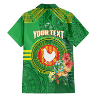 Personalized Manu'a Cession Day Family Matching Off Shoulder Maxi Dress and Hawaiian Shirt Tropical Flowers With Polynesian Pattern