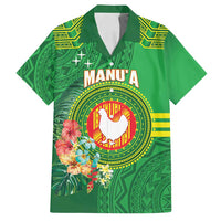 Personalized Manu'a Cession Day Family Matching Puletasi and Hawaiian Shirt Tropical Flowers With Polynesian Pattern