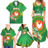 Personalized Manu'a Cession Day Family Matching Summer Maxi Dress and Hawaiian Shirt Tropical Flowers With Polynesian Pattern