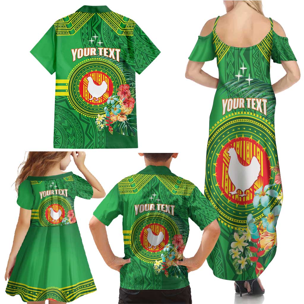 Personalized Manu'a Cession Day Family Matching Summer Maxi Dress and Hawaiian Shirt Tropical Flowers With Polynesian Pattern