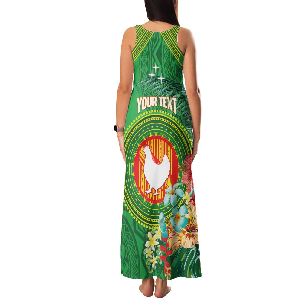 Personalized Manu'a Cession Day Family Matching Tank Maxi Dress and Hawaiian Shirt Tropical Flowers With Polynesian Pattern