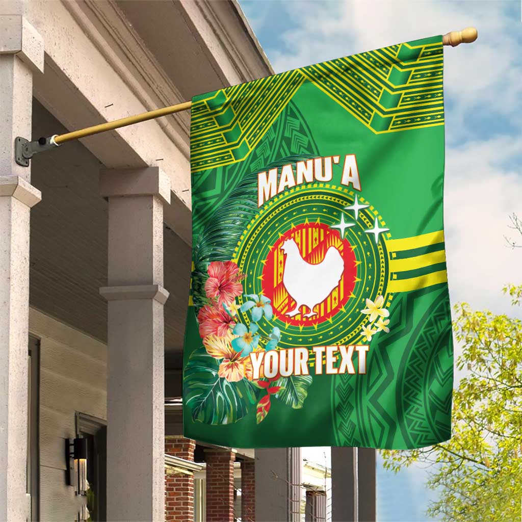Personalized Manu'a Cession Day Garden Flag Tropical Flowers With Polynesian Pattern