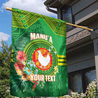 Personalized Manu'a Cession Day Garden Flag Tropical Flowers With Polynesian Pattern