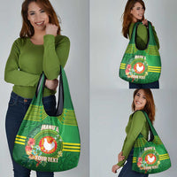 Personalized Manu'a Cession Day Grocery Bag Tropical Flowers With Polynesian Pattern