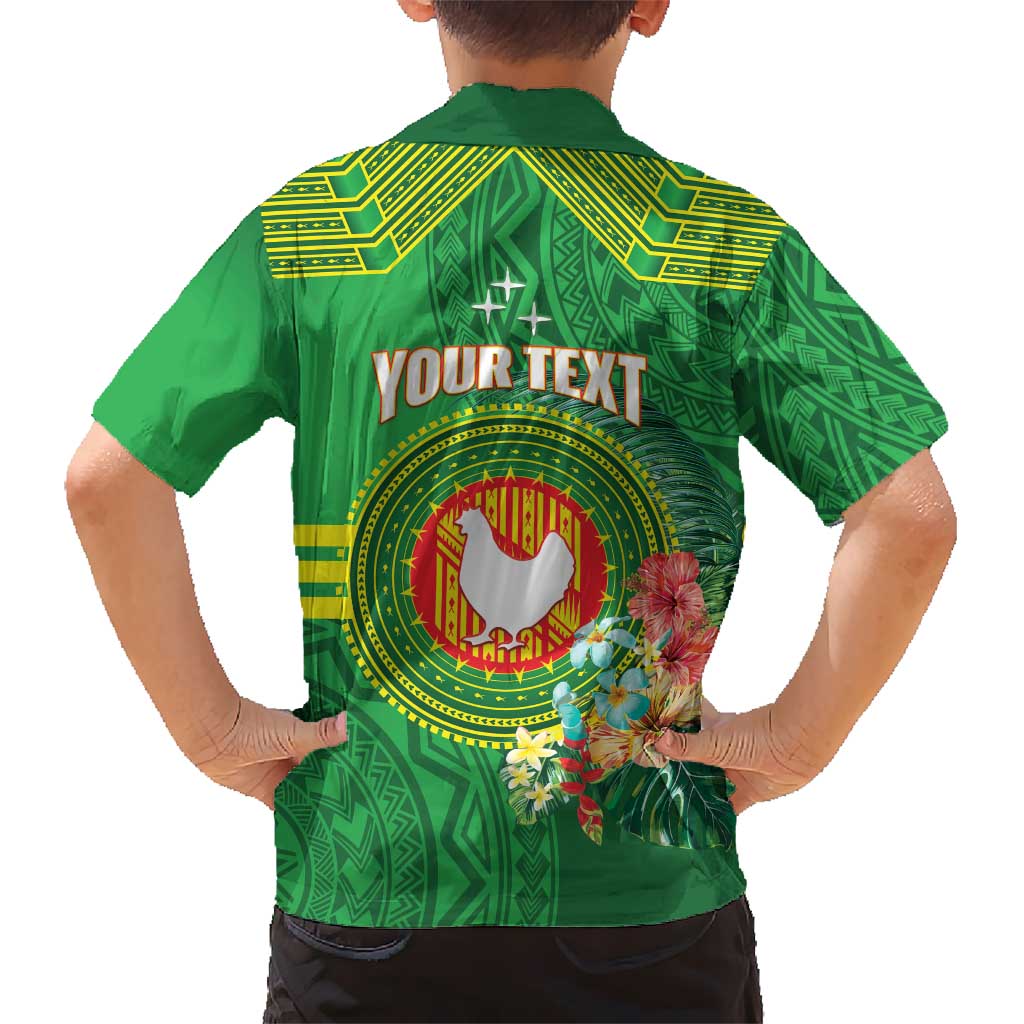 Personalized Manu'a Cession Day Kid Hawaiian Shirt Tropical Flowers With Polynesian Pattern