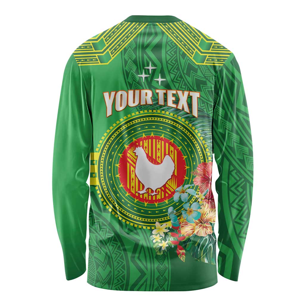 Personalized Manu'a Cession Day Long Sleeve Shirt Tropical Flowers With Polynesian Pattern