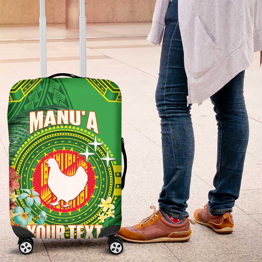 Personalized Manu'a Cession Day Luggage Cover Tropical Flowers With Polynesian Pattern
