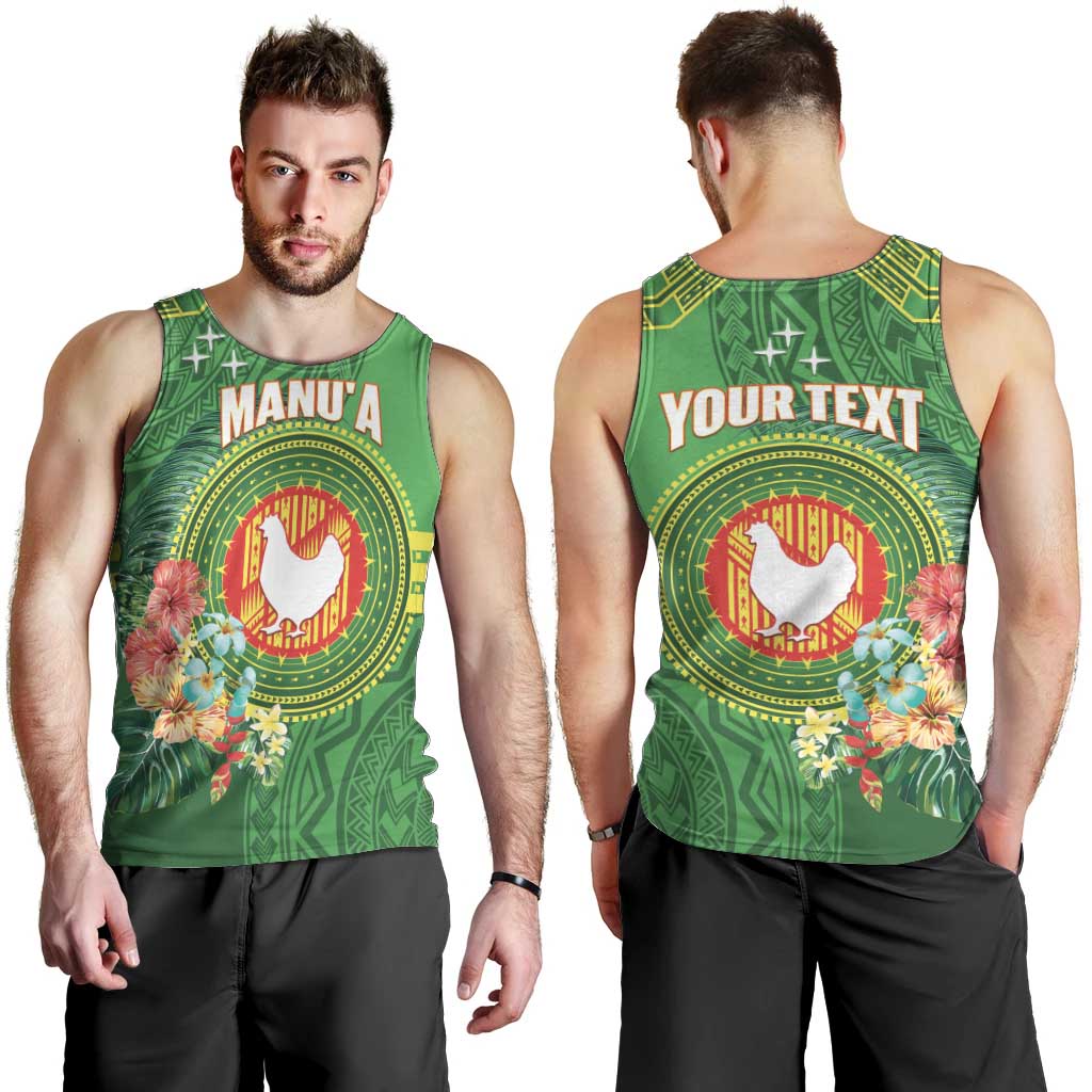 Personalized Manu'a Cession Day Men Tank Top Tropical Flowers With Polynesian Pattern