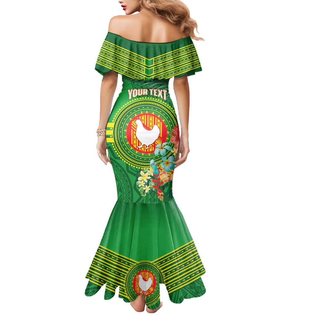Personalized Manu'a Cession Day Mermaid Dress Tropical Flowers With Polynesian Pattern