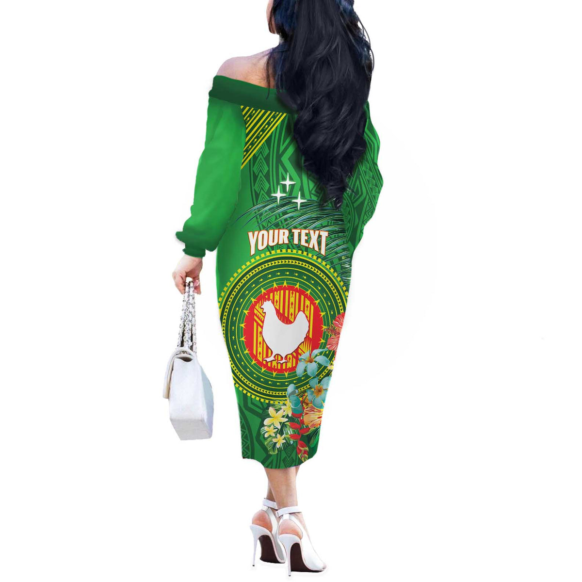 Personalized Manu'a Cession Day Off The Shoulder Long Sleeve Dress Tropical Flowers With Polynesian Pattern