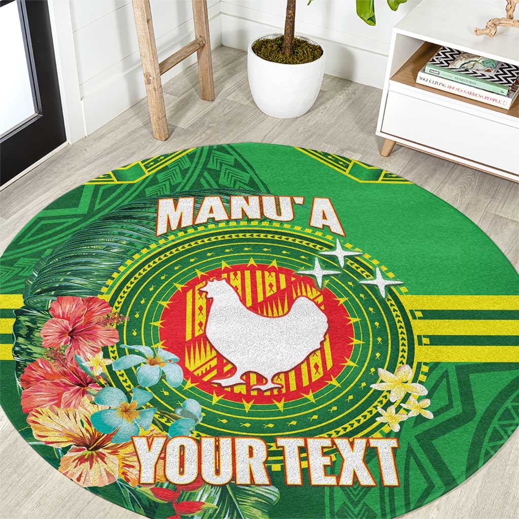 Personalized Manu'a Cession Day Round Carpet Tropical Flowers With Polynesian Pattern