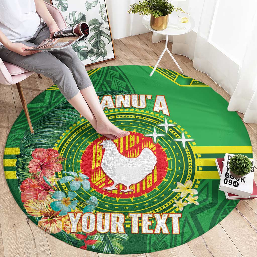 Personalized Manu'a Cession Day Round Carpet Tropical Flowers With Polynesian Pattern