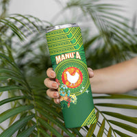 Personalized Manu'a Cession Day Skinny Tumbler Tropical Flowers With Polynesian Pattern