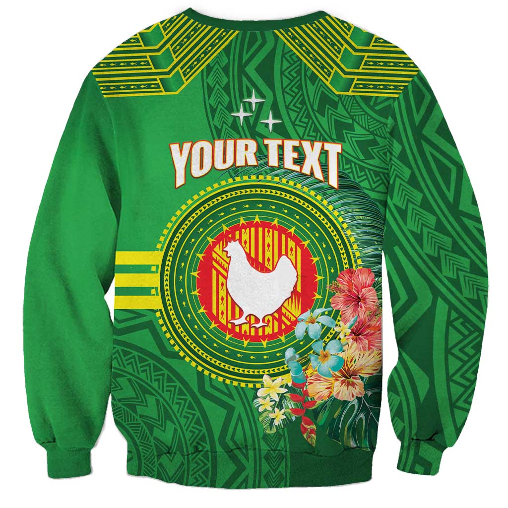 Personalized Manu'a Cession Day Sweatshirt Tropical Flowers With Polynesian Pattern