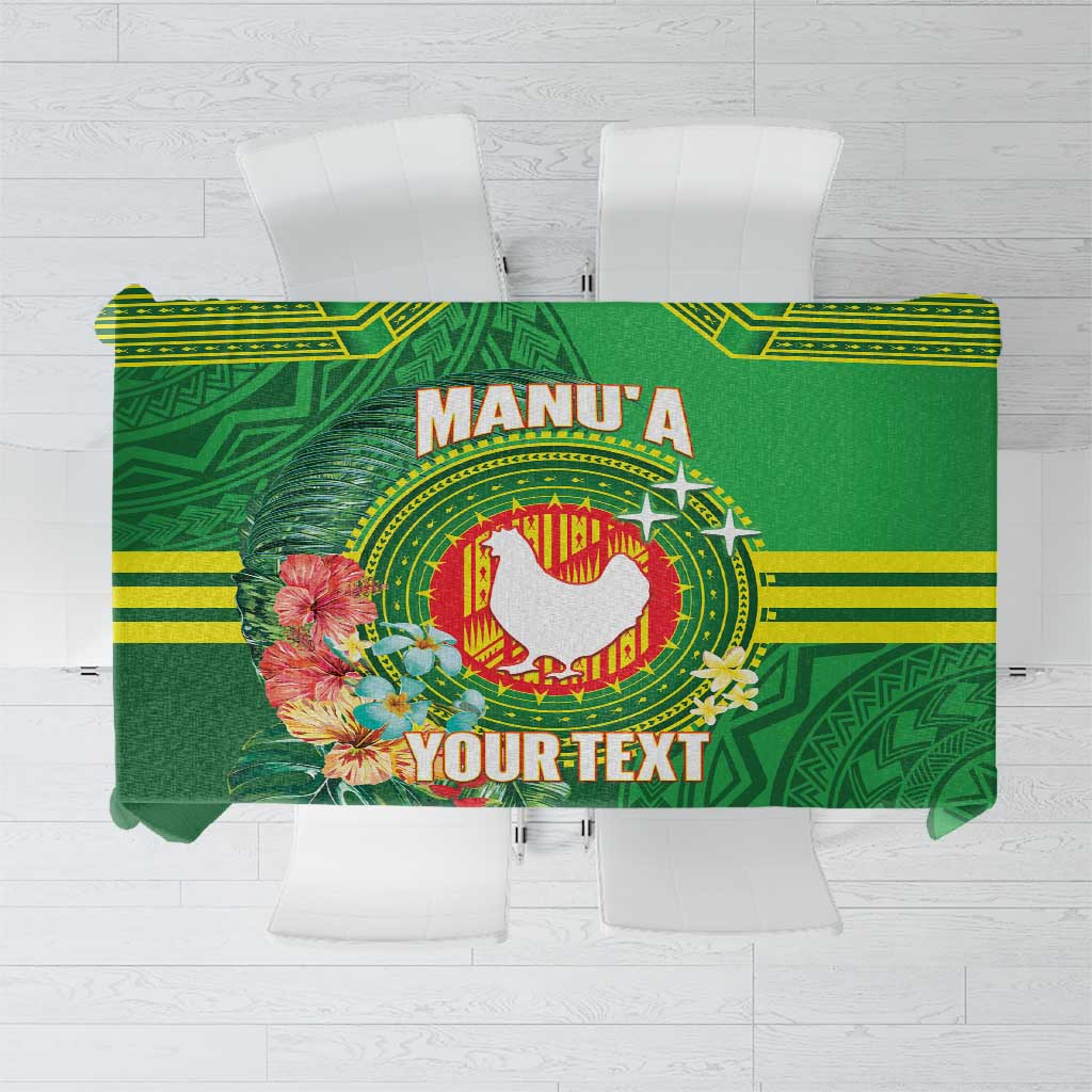 Personalized Manu'a Cession Day Tablecloth Tropical Flowers With Polynesian Pattern
