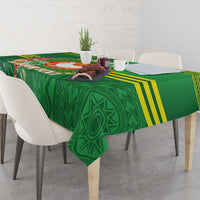 Personalized Manu'a Cession Day Tablecloth Tropical Flowers With Polynesian Pattern