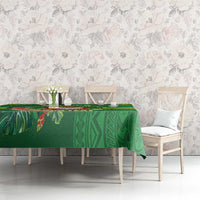 Personalized Manu'a Cession Day Tablecloth Tropical Flowers With Polynesian Pattern