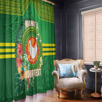Personalized Manu'a Cession Day Window Curtain Tropical Flowers With Polynesian Pattern