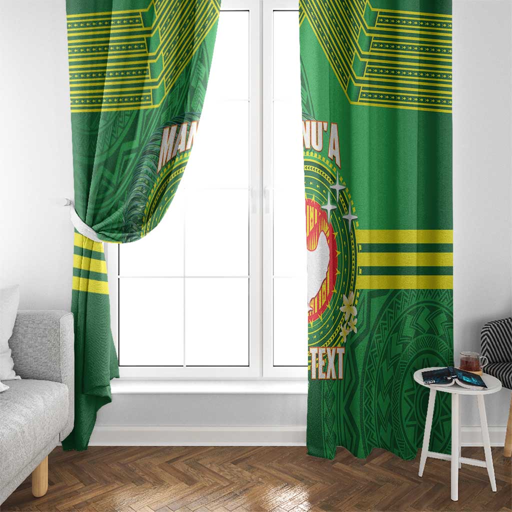 Personalized Manu'a Cession Day Window Curtain Tropical Flowers With Polynesian Pattern