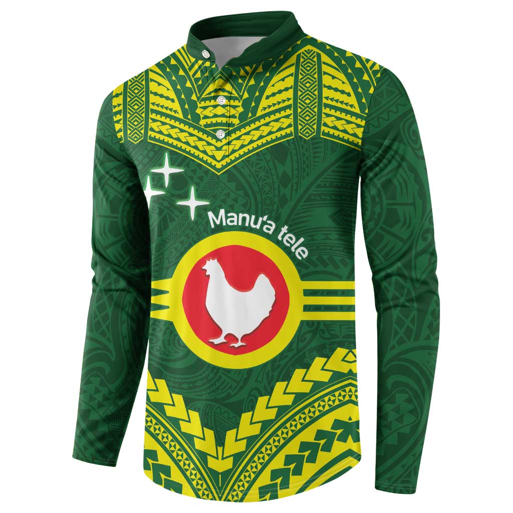 Manu'a Flag Day Button Sweatshirt Polynesian Pattern National Color Proud