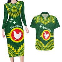 Manu'a Flag Day Couples Matching Long Sleeve Bodycon Dress and Hawaiian Shirt Polynesian Pattern National Color Proud