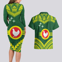 Manu'a Flag Day Couples Matching Long Sleeve Bodycon Dress and Hawaiian Shirt Polynesian Pattern National Color Proud