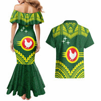 Manu'a Flag Day Couples Matching Mermaid Dress and Hawaiian Shirt Polynesian Pattern National Color Proud