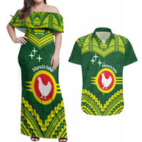 Manu'a Flag Day Couples Matching Off Shoulder Maxi Dress and Hawaiian Shirt Polynesian Pattern National Color Proud