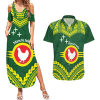 Manu'a Flag Day Couples Matching Summer Maxi Dress and Hawaiian Shirt Polynesian Pattern National Color Proud
