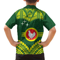 Manu'a Flag Day Family Matching Long Sleeve Bodycon Dress and Hawaiian Shirt Polynesian Pattern National Color Proud