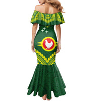 Manu'a Flag Day Family Matching Mermaid Dress and Hawaiian Shirt Polynesian Pattern National Color Proud