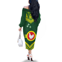 Manu'a Flag Day Family Matching Off The Shoulder Long Sleeve Dress and Hawaiian Shirt Polynesian Pattern National Color Proud
