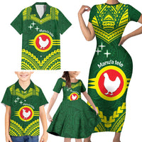 Manu'a Flag Day Family Matching Short Sleeve Bodycon Dress and Hawaiian Shirt Polynesian Pattern National Color Proud