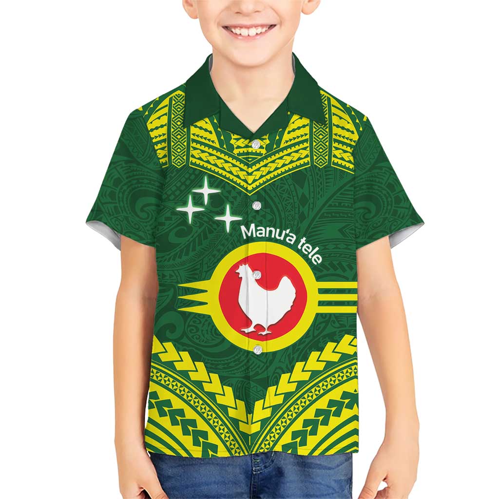 Manu'a Flag Day Family Matching Short Sleeve Bodycon Dress and Hawaiian Shirt Polynesian Pattern National Color Proud