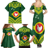 Manu'a Flag Day Family Matching Summer Maxi Dress and Hawaiian Shirt Polynesian Pattern National Color Proud