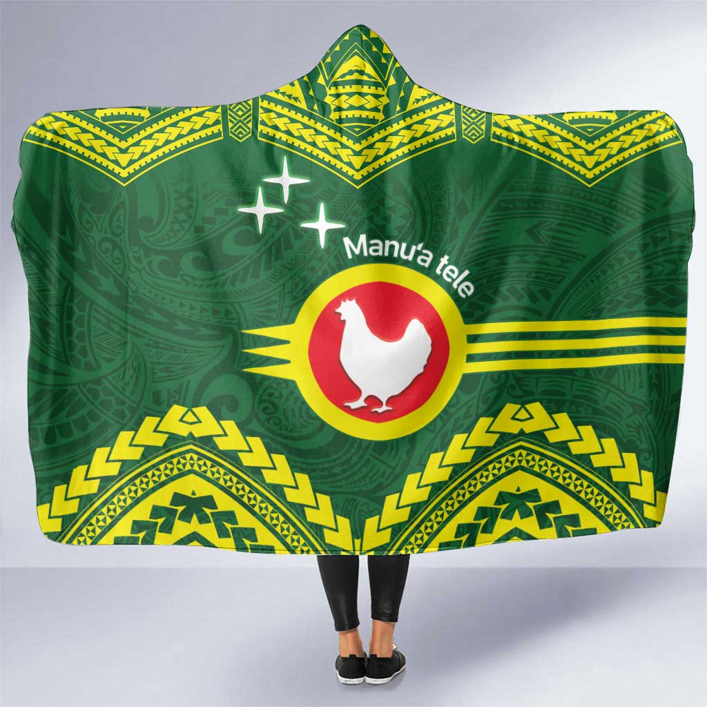 Manu'a Flag Day Hooded Blanket Polynesian Pattern National Color Proud LT14 One Size Green - Polynesian Pride