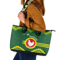 Manu'a Flag Day Leather Tote Bag Polynesian Pattern National Color Proud