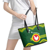 Manu'a Flag Day Leather Tote Bag Polynesian Pattern National Color Proud