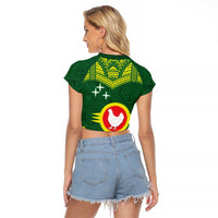 Manu'a Flag Day Raglan Cropped T Shirt Polynesian Pattern National Color Proud LT14 - Polynesian Pride