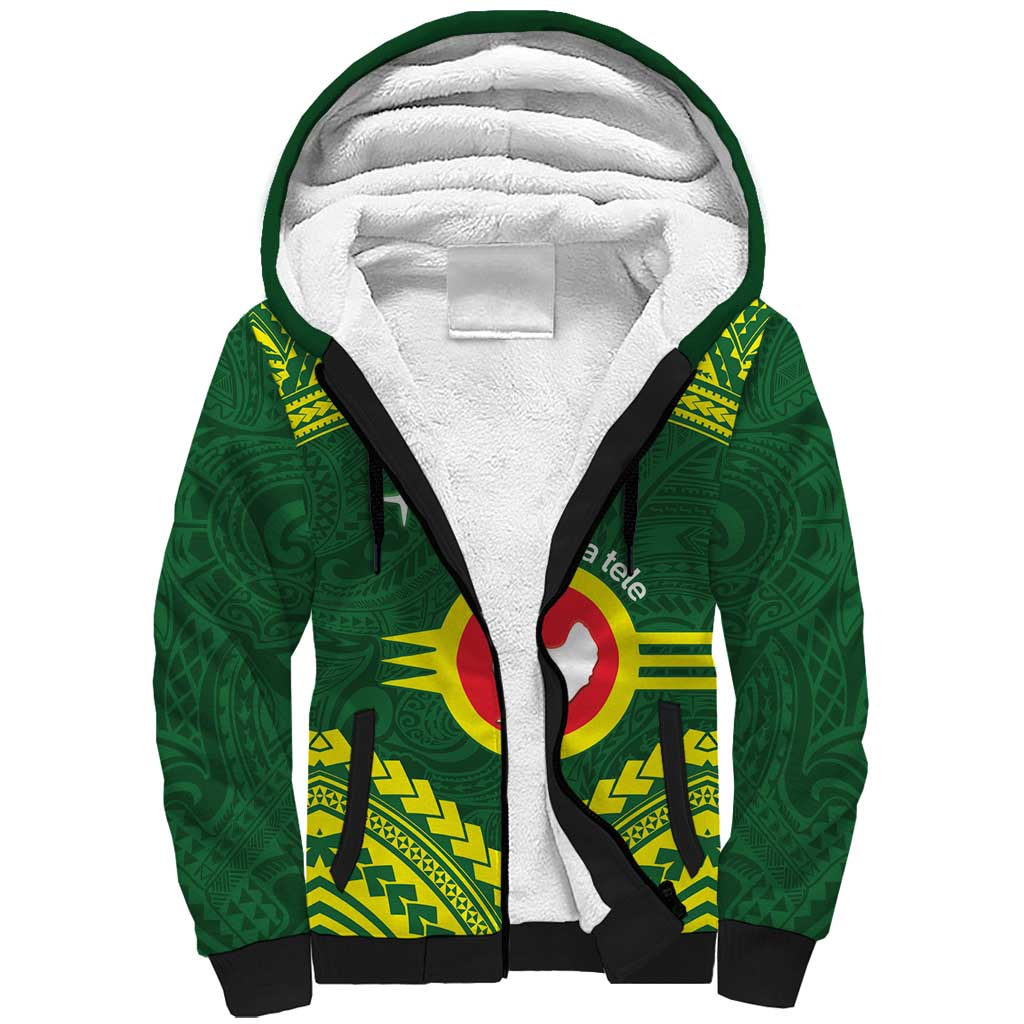 Manu'a Flag Day Sherpa Hoodie Polynesian Pattern National Color Proud