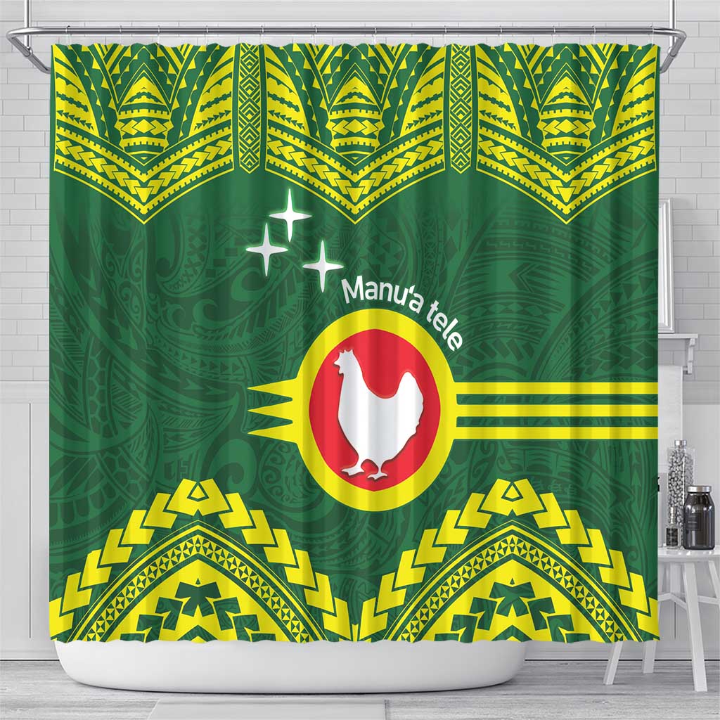 Manu'a Flag Day Shower Curtain Polynesian Pattern National Color Proud