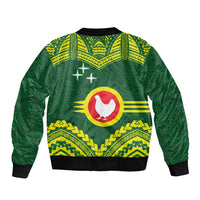 Manu'a Flag Day Sleeve Zip Bomber Jacket Polynesian Pattern National Color Proud
