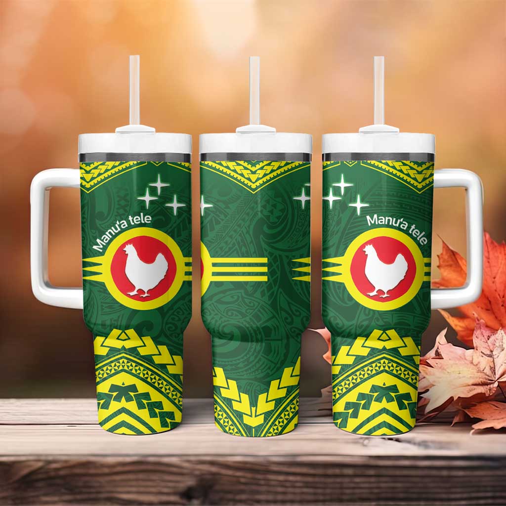 Manu'a Flag Day Tumbler With Handle Polynesian Pattern National Color Proud