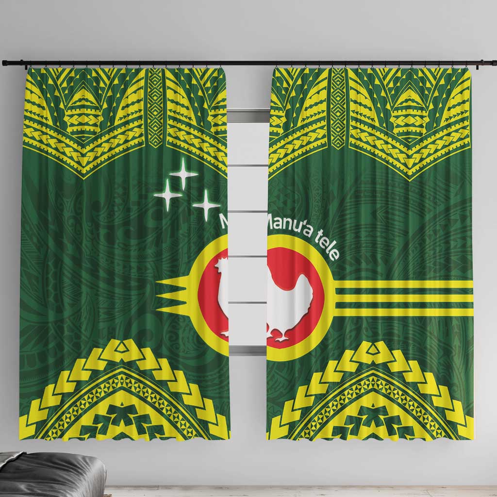 Manu'a Flag Day Window Curtain Polynesian Pattern National Color Proud