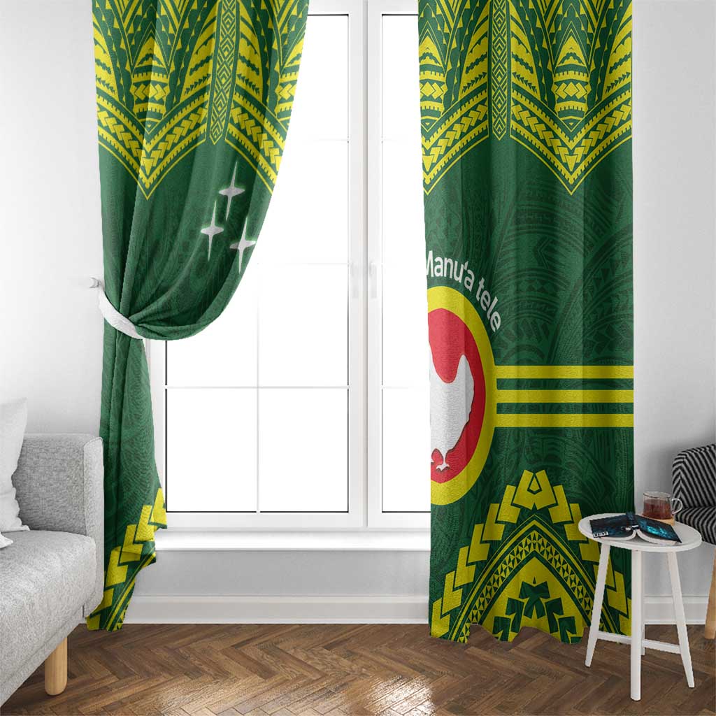 Manu'a Flag Day Window Curtain Polynesian Pattern National Color Proud