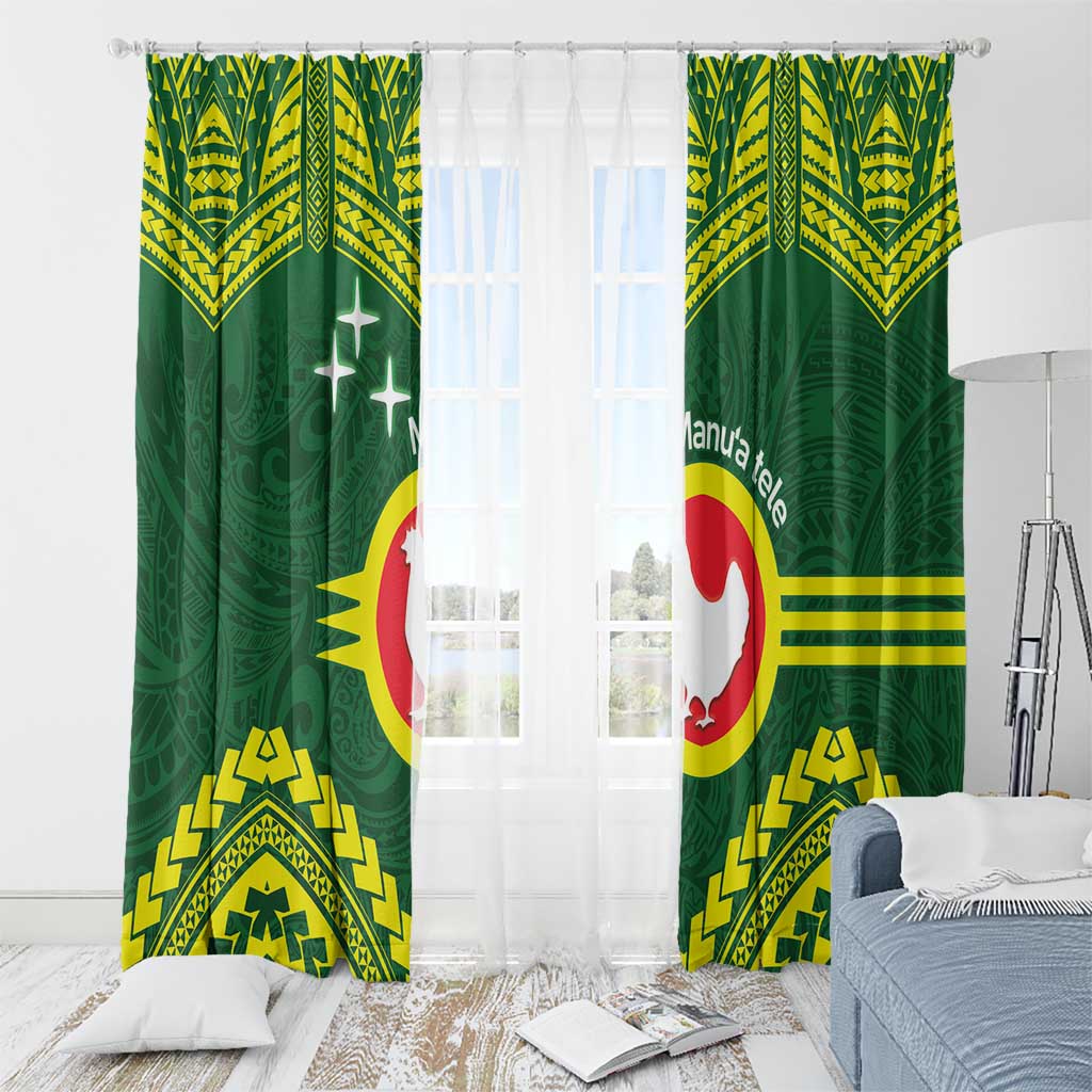 Manu'a Flag Day Window Curtain Polynesian Pattern National Color Proud