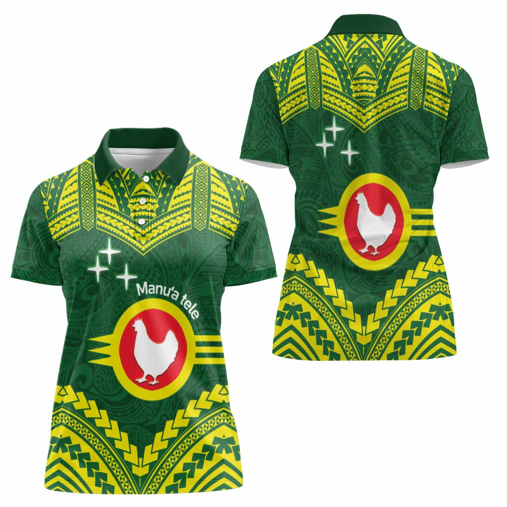 Manu'a Flag Day Women Polo Shirt Polynesian Pattern National Color Proud