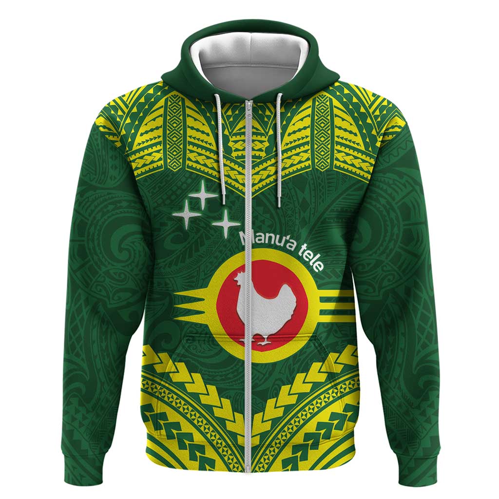 Manu'a Flag Day Zip Hoodie Polynesian Pattern National Color Proud